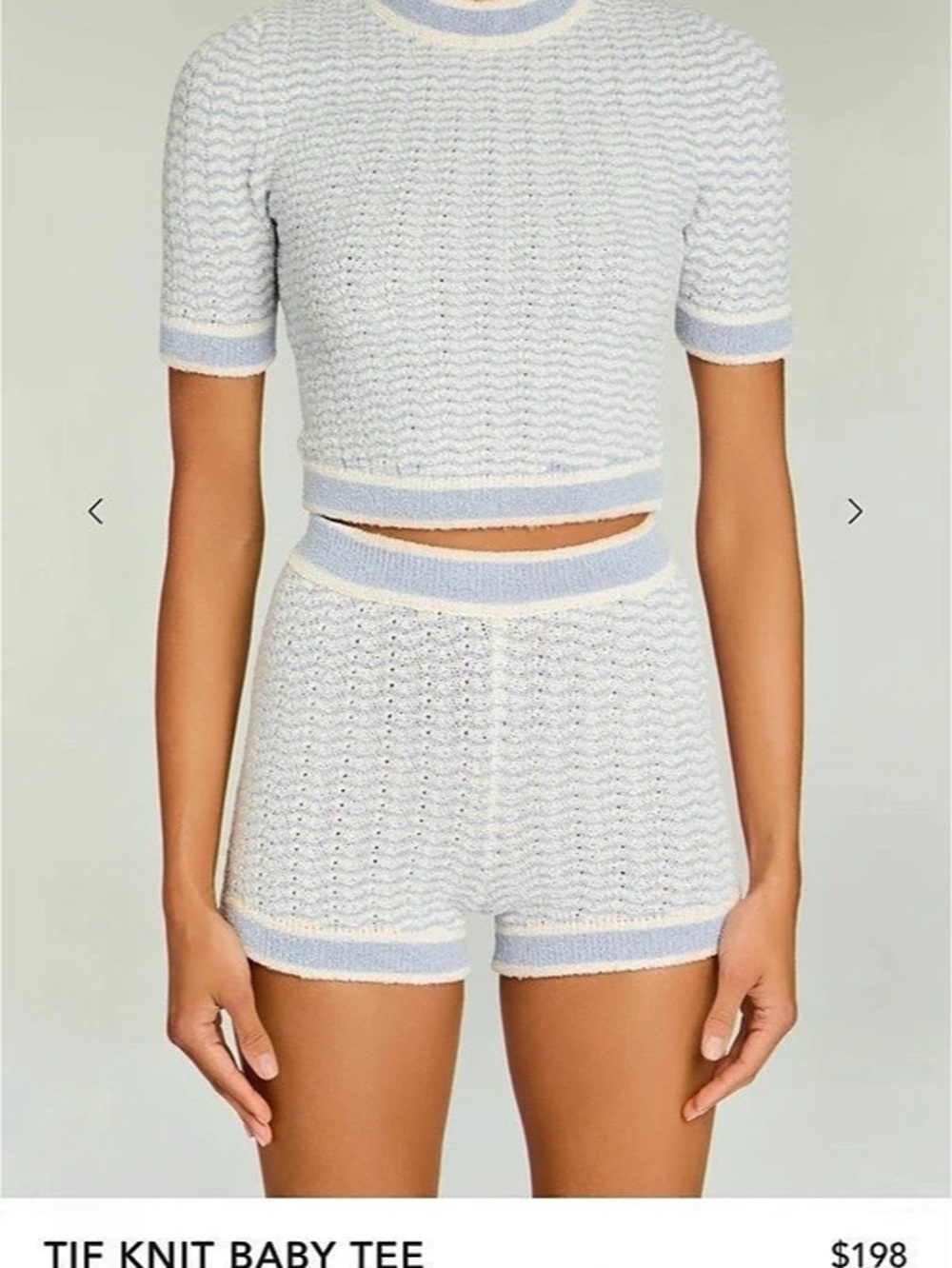 Like New Seroya Tif Knit Baby Tee Short Sleeve in White & Blue